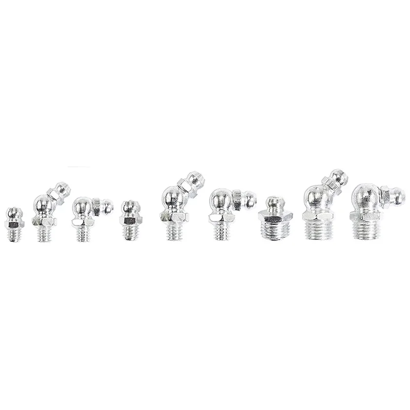 

115Pcs Steel Zerk Grease Nipple Fittings Assortment Kit ,Straight, 90-Degree, 45-Degree Angled(M6,M8,M10)