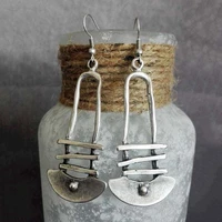vintage ethnic antique metal hollow drop earrings for women punk jewelry handmade geometric statement dangle earrings