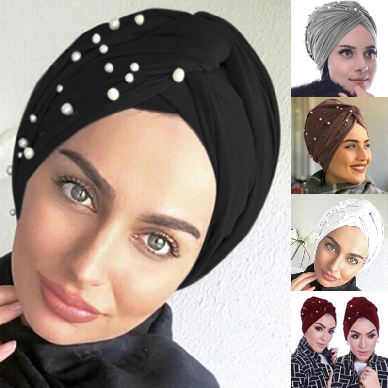 

2022 Scarfs For Ladies Muslim Beading Scarves Women Summer Women India Hat Muslim Cross Chemo Beanie Turban Wrap Cap