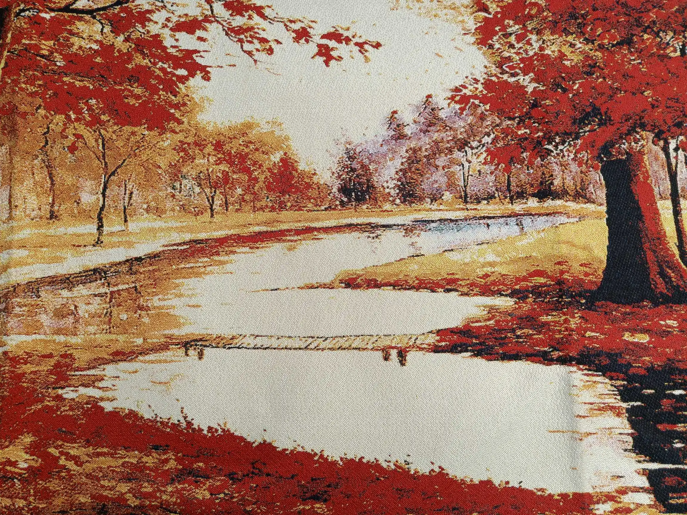 36 дюймов китайская вышитая ткань Шелковый кленовый лист роща пейзаж роспись