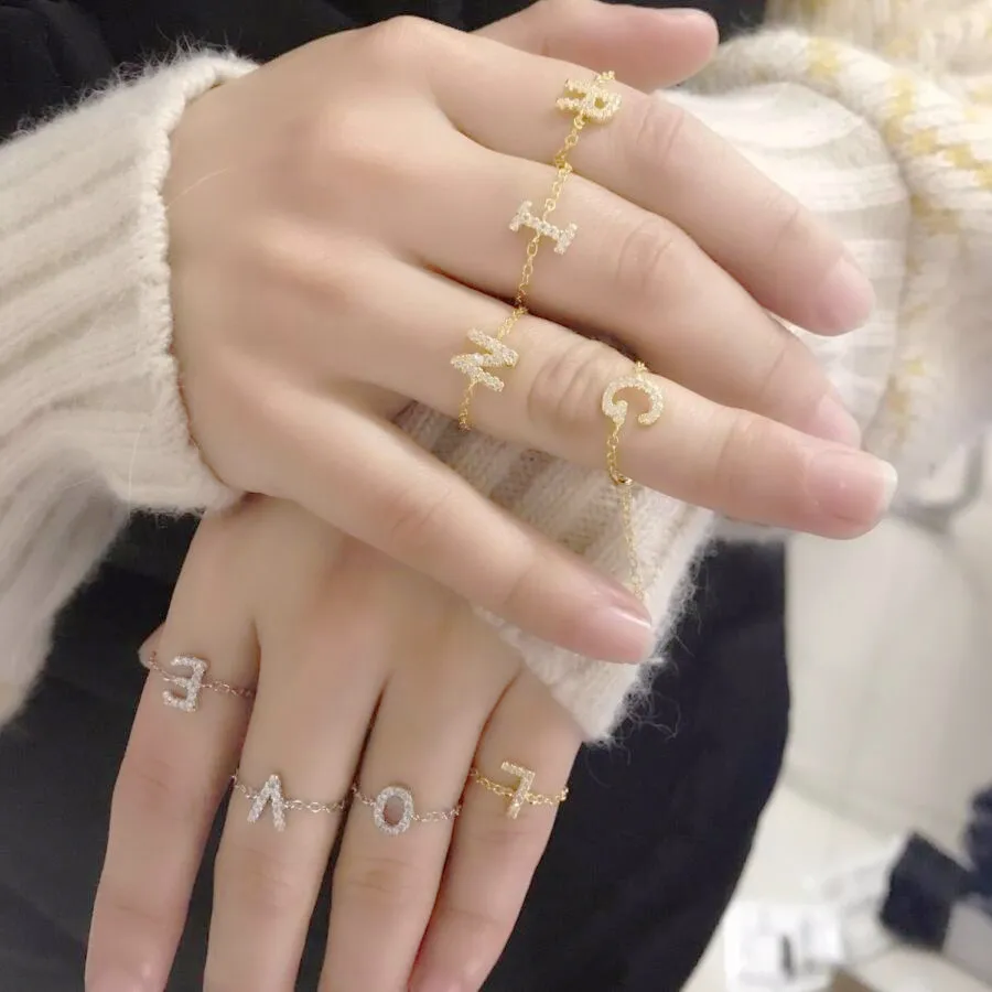 Женское регулируемое кольцо с буквами 26 дюймов минималистичной цепочкой и