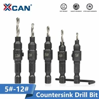 xcan 6pcs countersink drill bit set hex shank wood hole drilling cutter pilot holes for screw twist drill bit 5 6 8 10 12