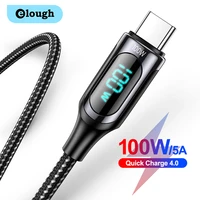 elough 100w type c to usb c cable quick charge 4 0 type c pd cable for xiaomi samsung phone charging cable date cord led display