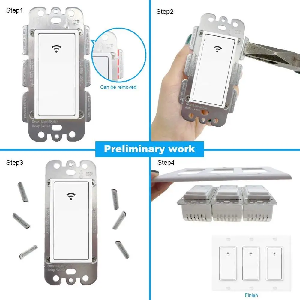 

1/2/3/4 Gang 10A US WIFI Smart Wall Switch Spring Return Button Switch Voice Remote Control Smart Life TUYA Alexa Google Home