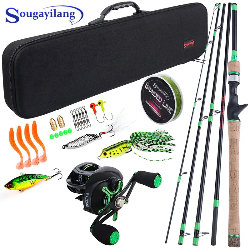

Sougayilang 8,1: 1 высокоскоростная Удочка с катушкой для заброса приманки полный комплект 1,8-2,4 м набор удочек из углеродного волокна для заброса п...