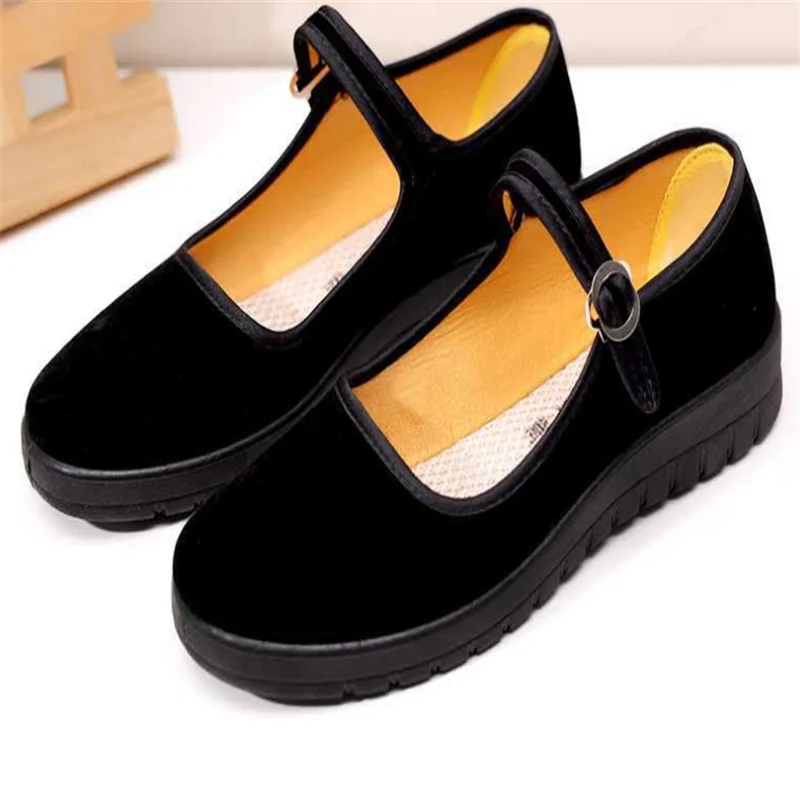 

Black generation old Beijing cloth shoes women's shoes hotel supermarket work single shoes flat soft bottom square dance shoes14