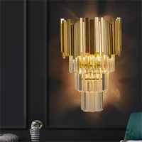 golden modern wall lamp crystal wall luxury creative warm atmosphere corridor study bedroom bedside lamp