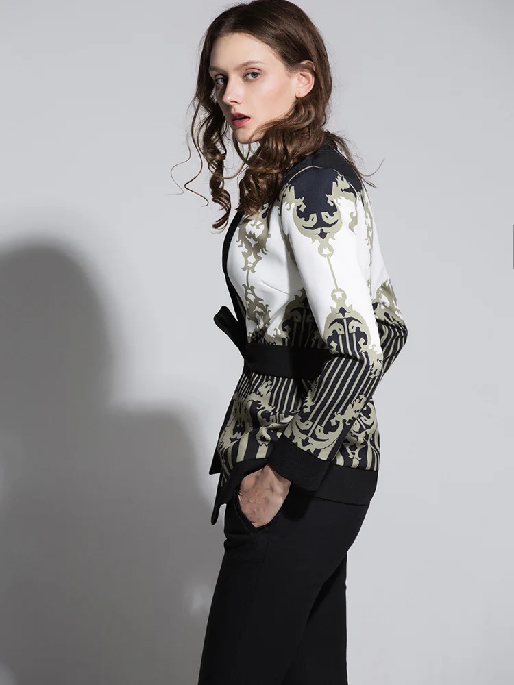 JUNLINNA Fashion Elegant Women's Casual Suits Cardigan Jackets,Autumn and Winter Outwear,Trends Coats,With Waist Sashes