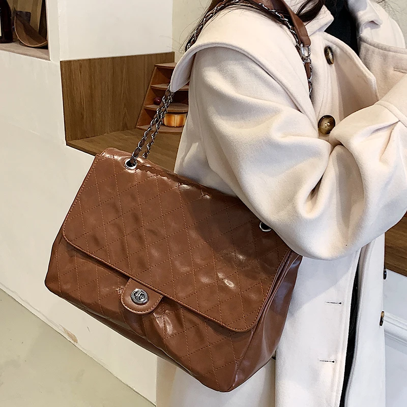 

High Quality Women Pu Leather Chain Shoulder Bags Fashion Ladies Crossbody Bags for Women Casual New Female Tote Messenger Bag