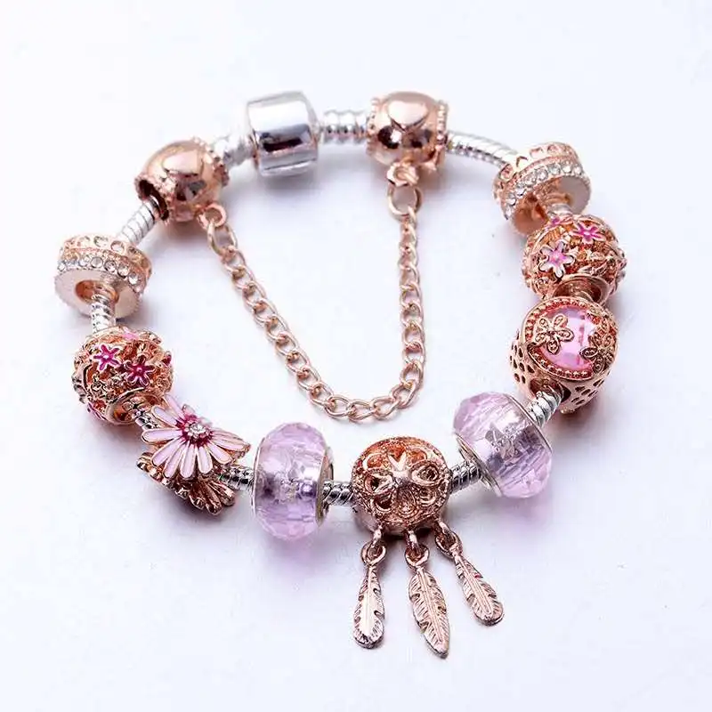 

Pan's new romantic daisy dream catcher rose gold bracelet