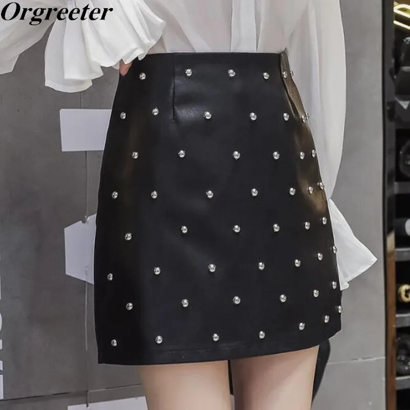 Женская юбка из искусственной кожи Осень зима 2019 новая черная облегающая мини с