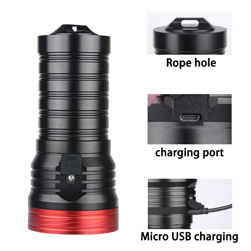 Сверхмощный светодиодный фонарик 18 * T6 с зарядкой от USB 2020 охотничий фонарь для