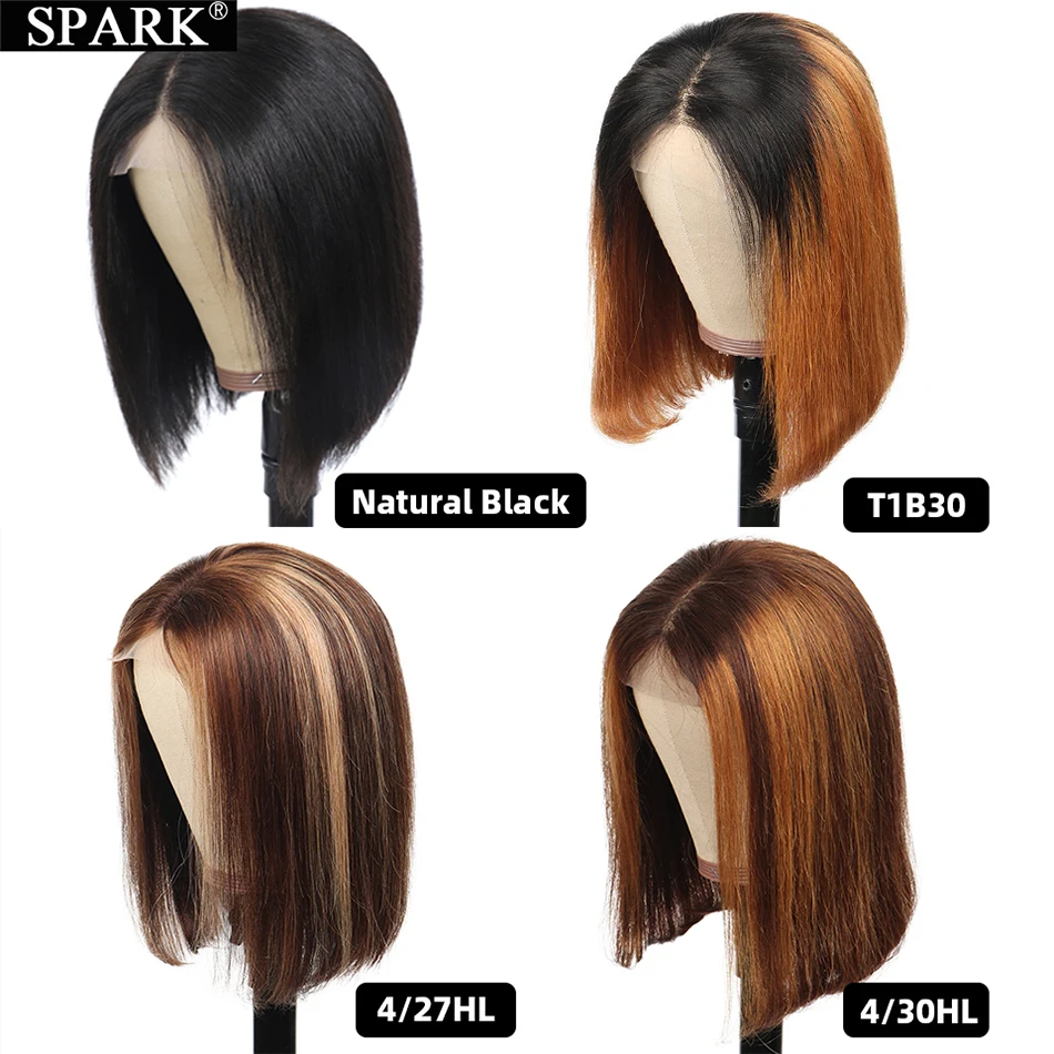 Парики из натуральных волос на шнурках SPARK 4x4 прямые парики 1B/30 & 4/27|Парик кружеве| |
