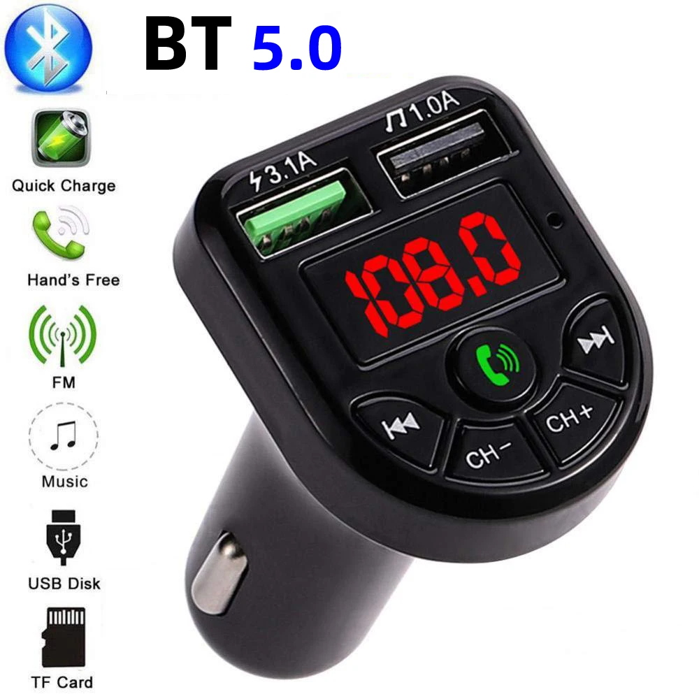 FM-трансмиттер BT 5 0 с двумя USB-портами и поддержкой быстрой зарядки | Автомобили
