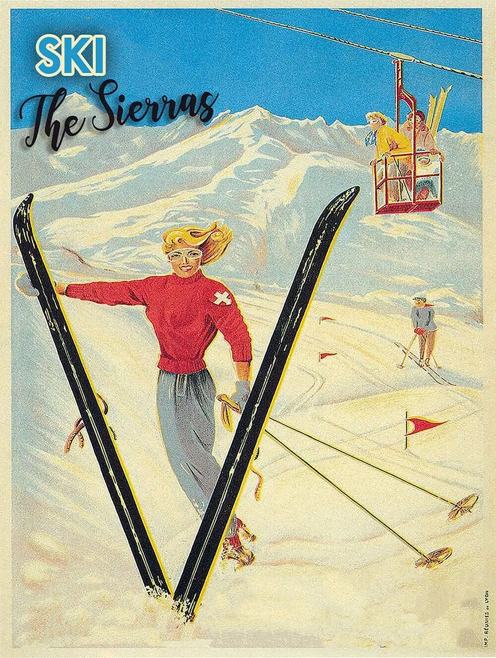 

New Vintage Retro Metal Tin Sign Ski The Sierras Mountain Garage Street & Home Bar Club Hotel Wall Decor Plaque Signs 12X8Inch
