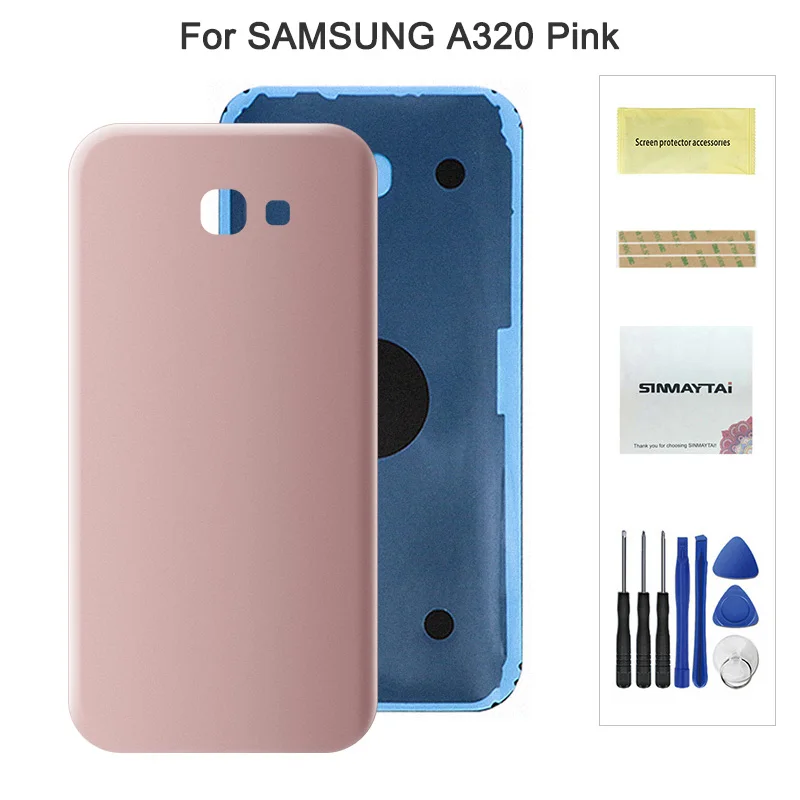 A320 Pink Задняя Батарея сзади Стекло чехол для Samsung Galaxy A3 A5 A7 A320 A520 A520F A720 Батарея чехол наклейка для корпуса - Цвет: A320 Pink
