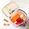FUDEAM-Bolsa de cosméticos portátil de cuero para mujer, bolso de mano multifunción, organizador de almacenamiento de artículos para la higiene de viaje, impermeable, estuche de maquillaje femenino 4