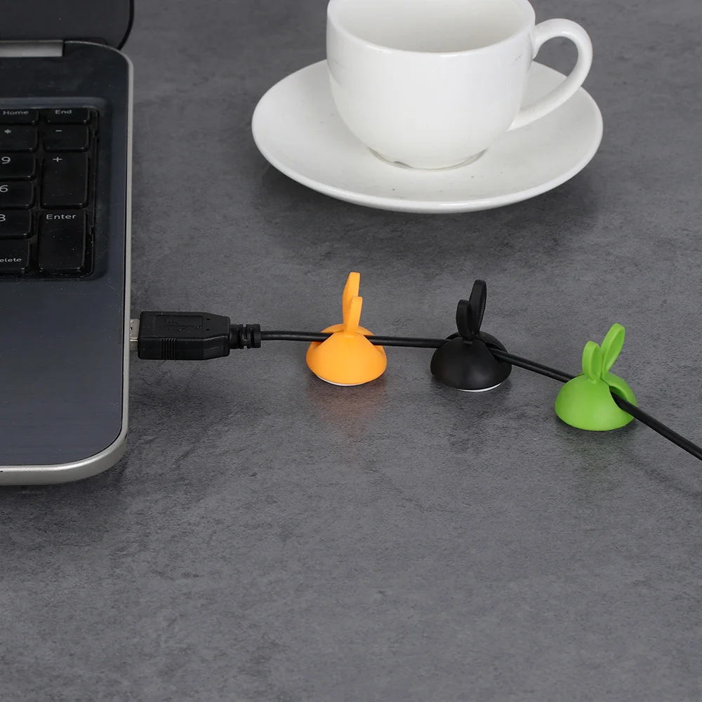 4 шт. случайный цвет кроличьи уши зажим для кабеля подставка Органайзер провода