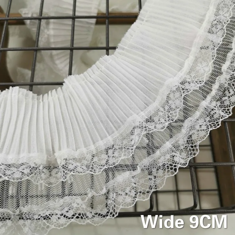 Двухслойный Тюль шириной 9 см белый плиссированный гипюр кружевная ткань