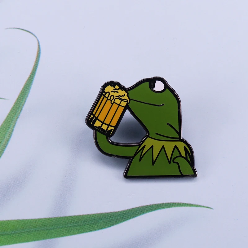 Эмалированная брошь Kermit в виде питьевого пива Пепе грустная лягушонок без моей