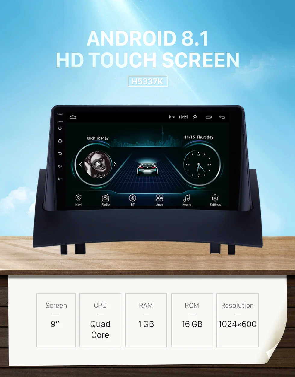 Harfey стерео HD " Android 8,1 gps для Renault Megane 2 2004 2005-2008 Navi Радио с Bluetooth AUX поддержка Carplay TPMS