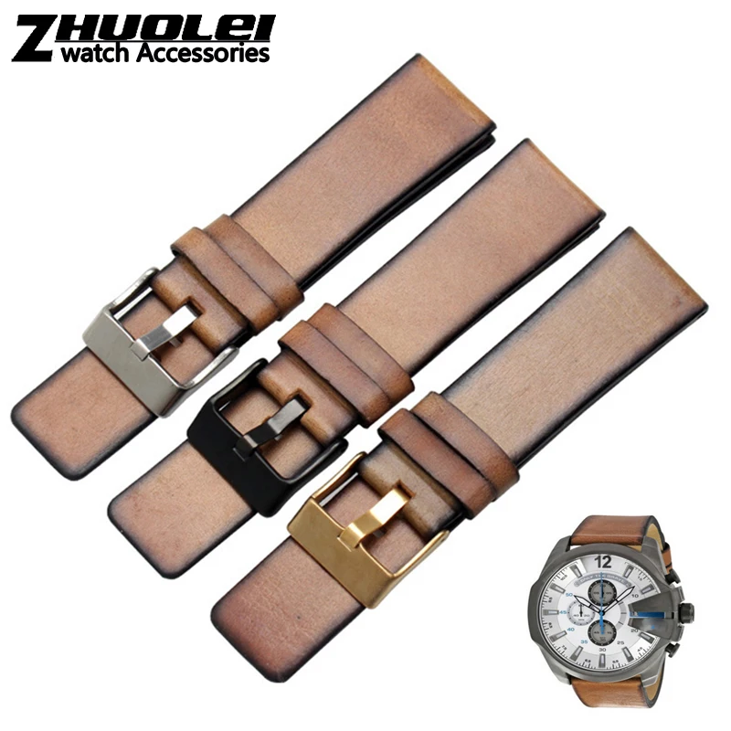 Quality Genuine Retro genuine Leather watchband men for DZ4343 DZ4323 DZ7406 watch strap vintage Italian leather 22mm 24mm 26mm