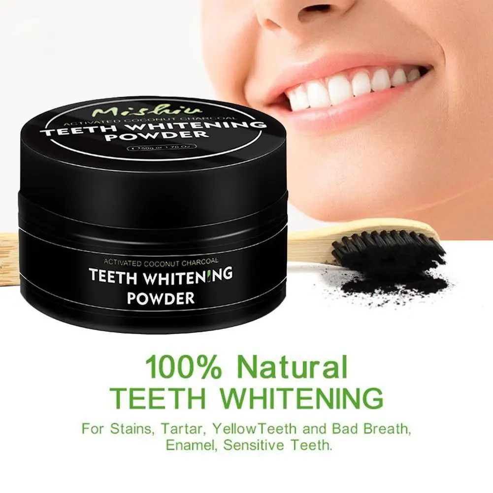 

Teeth Whitening Powder Oral Care Natural Organic Activated Powder Whitener Toothbrush Tooth Charcoal Oral With Hygiene Teet W6M0