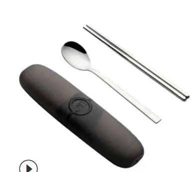 stainless steel 1 комплект портативный набор посуды из нержавеющей стали с ящиком для хранения Чехол для столовых приборов палочки для еды ложка, вилка для фруктов посуда для путешествий - Цвет: stainless steel