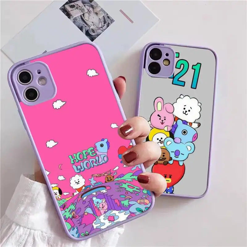 

Zororong Cartoon Funny B-BT21 Phone Case For iphone 13 12 11 xr xs x 7 8 pro max Plain Soft TPU Silicone Clear Case Cover
