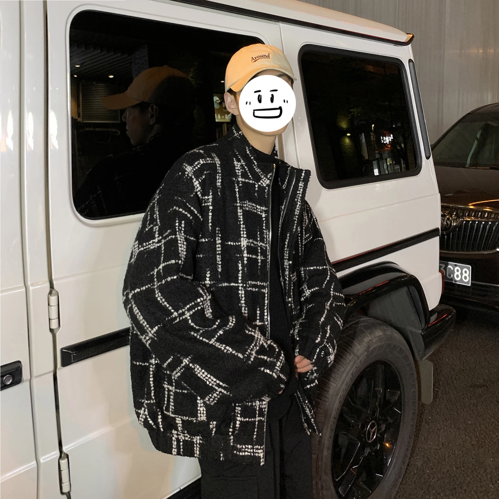 

2019 Winter Men Coat Winter Korean Style Thick Streetwear Geometric Lines Design Oversize Peacoat Warm Mens Coats and Jackets