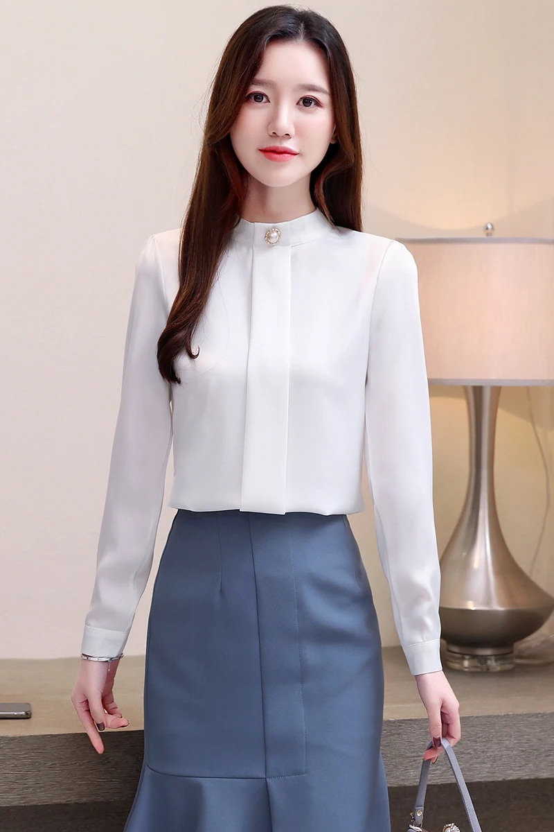 Женская шифоновая блузка с длинным рукавом свободного покроя|blusas fashion|shirt femalechiffon
