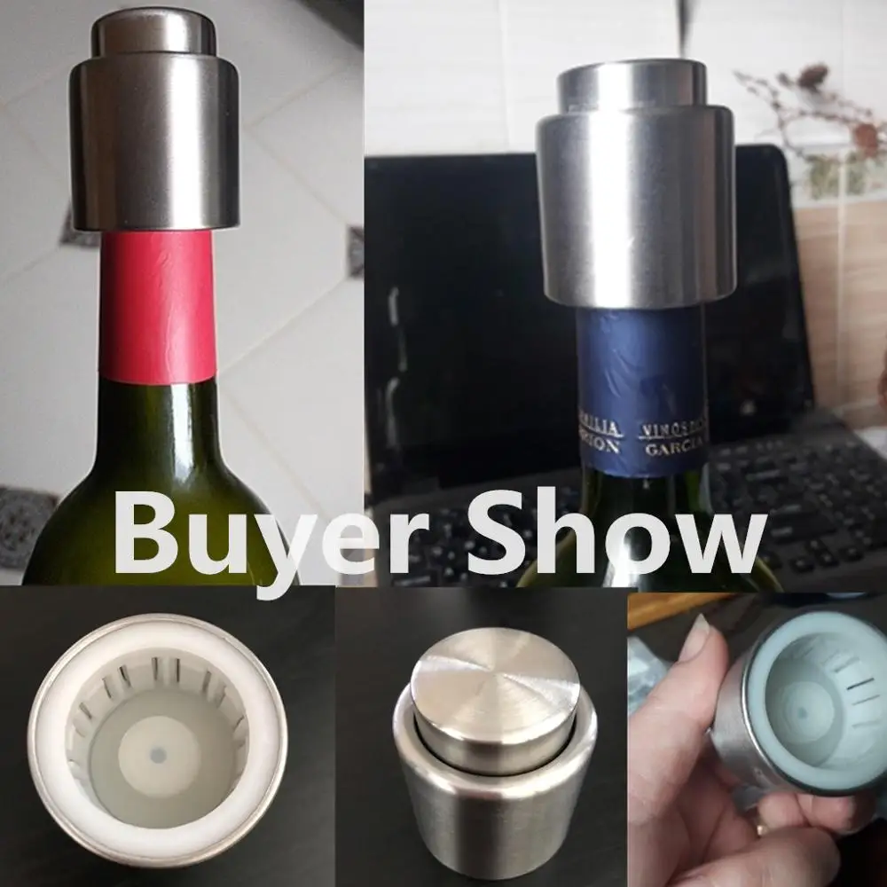 

1PCS Stainless Steel Wine Bottle Stopper Vacuum Red Wine Cap Sealer Fresh Keeper Bar Tools Bottle Cover Kitchen Accessories