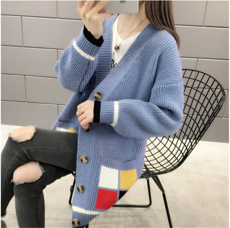 Популярный свитер для женщин Свободное длинное пальто кардиган Harajuku Manteau Femme Hiver
