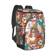 Refrigerator Bag Christmas Dachshund Puppy Dog Soft Large Insulated Cooler Backpack Thermal Fridge Travel Beach Beer Bag