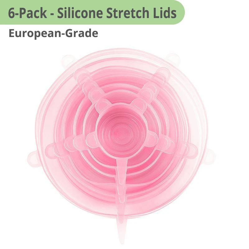 Pink Stretch Lids Силиконовые крышки чаши набор из 5 многоразовых присосок крышки для чаш, кастрюль, чашки. Безопасность пищевых продуктов. Блокировка ручки для легкого хранения - Цвет: Pink Stretch Lids