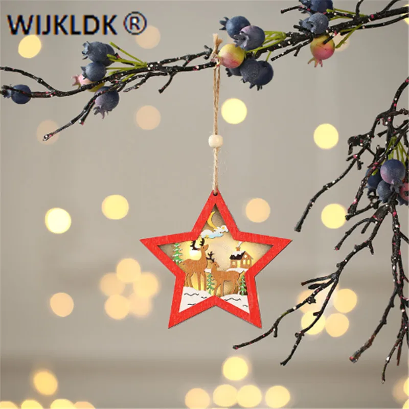 Santa Three-dimensional Glowing Ornaments Christmas Tree Pendant Home Star New Year Decoration Children Gift-C | Дом и сад