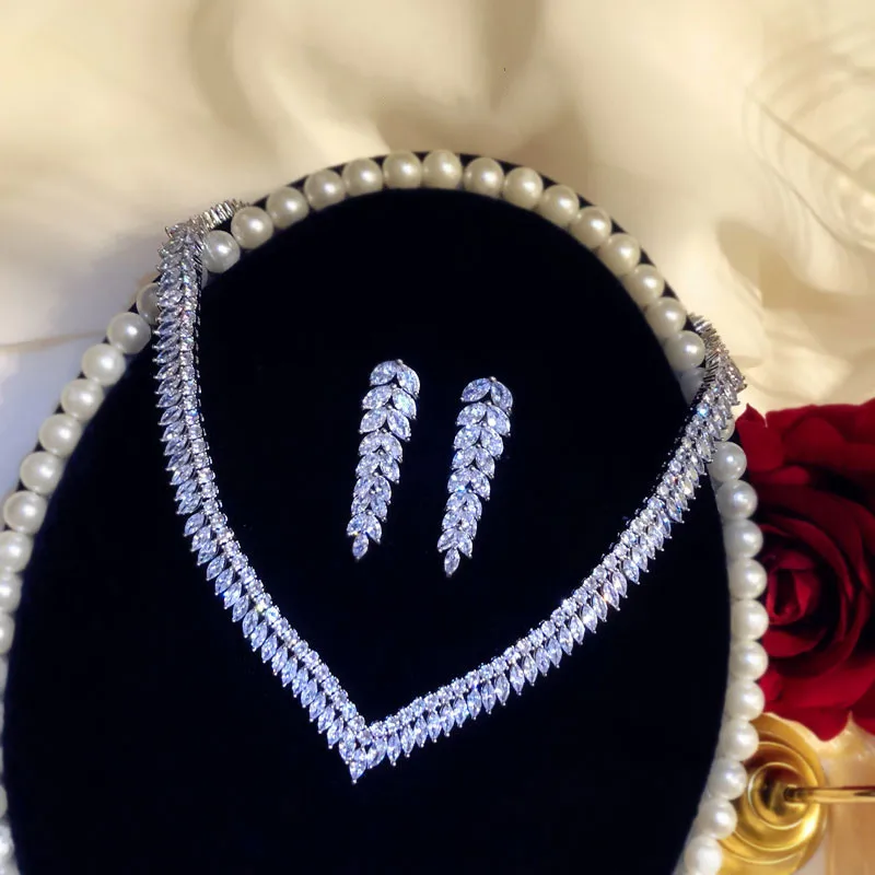 Комплект женских ювелирных украшений из стерлингового серебра 925 пробы с