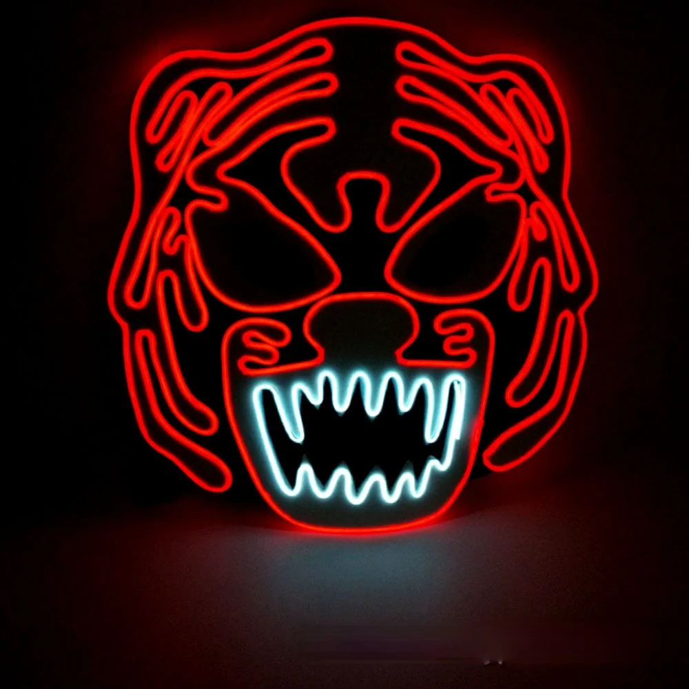

Luminous mask EL cold light Luminous line dj bar slow shake mask Prom party Halloween horror flash mask!