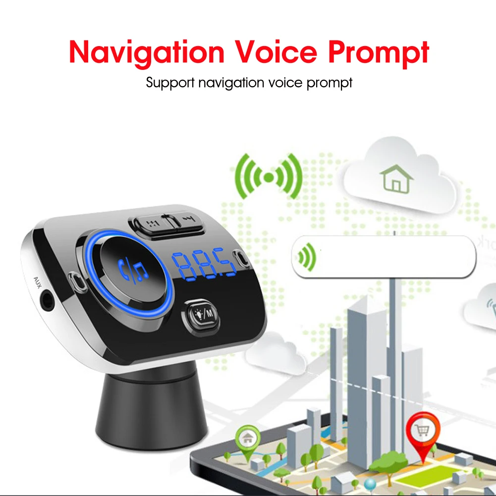 Беспроводной автомобильный FM-трансмиттер Bluetooth 5 0 радиокомплект mp3-плеер AUX