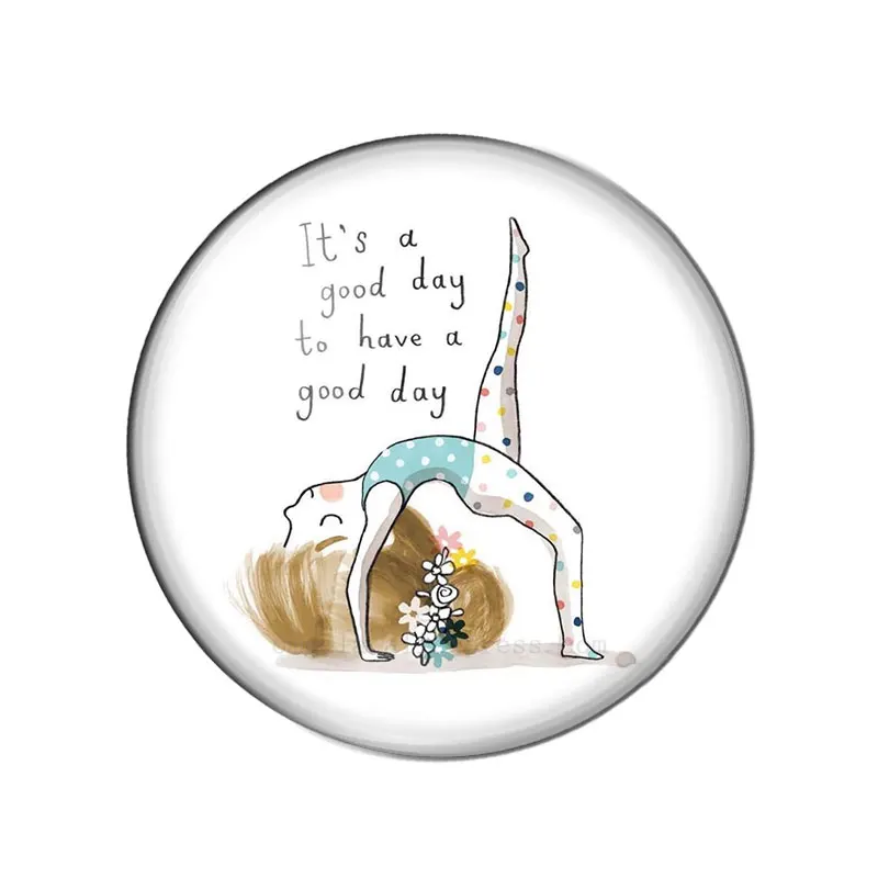 Йога девочка мультфильм мотивационные цитаты стекло Кнопка ювелирные изделия DIY