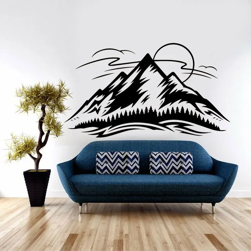 

Nature Mountains Forest Sunrise Sun Landscape Vinyl House Home Decor Wall Sticker Living Room Decoration Decal Mural 3C15