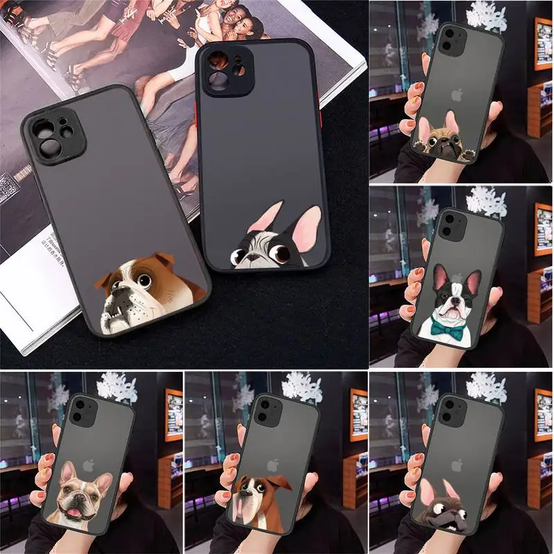 

Pug Dog French Bulldog Phone Case For iPhone 12 11 Mini Pro XR XS Max 7 8 Plus X Matte transparent cover