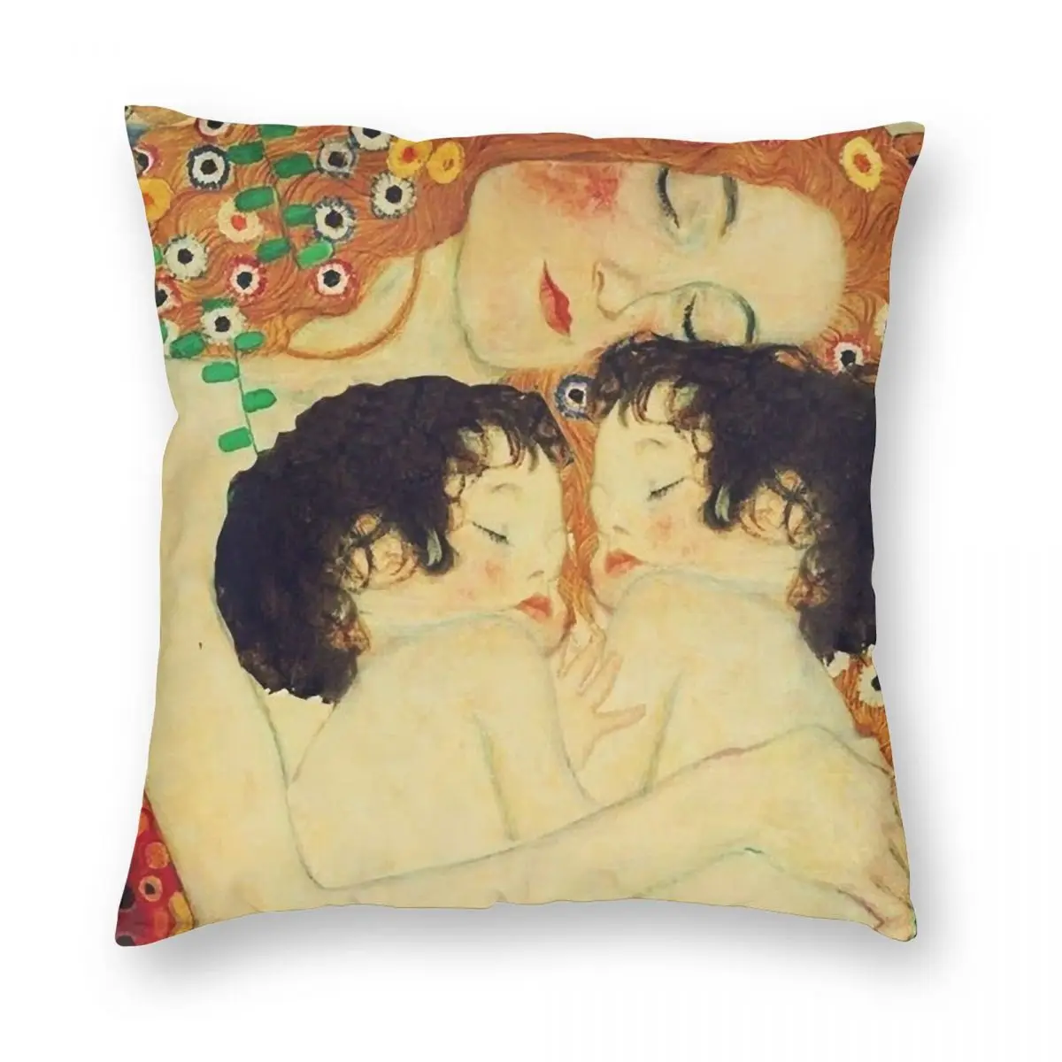 

Klimt Three Ages Of Woman Mother Child Square Pillowcase Polyester Linen Velvet Zip Decor Throw Pillow Case Sofa Cushion Cover