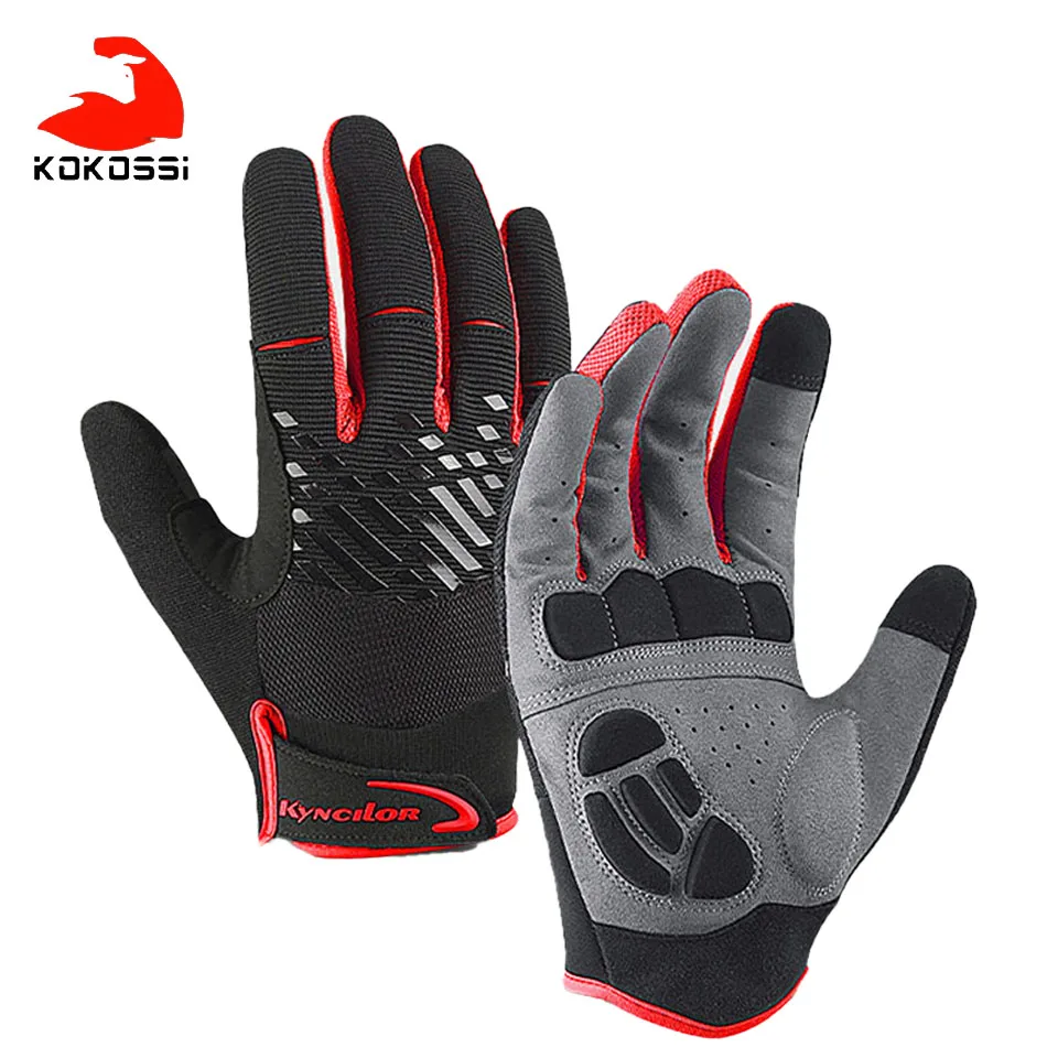 

KoKossi Cycling Gloves Breathable Shockproof Touch Screen Full Finger Non-slip Wear-resistant Women Men Fitness MTB Bike Gloves