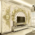 Пользовательская настенная ткань, фреска, 3D роскошный золотой Европейский узор, мягкая сумка, Фреска для гостиной, фона для телевизора, настенные декоративные обои