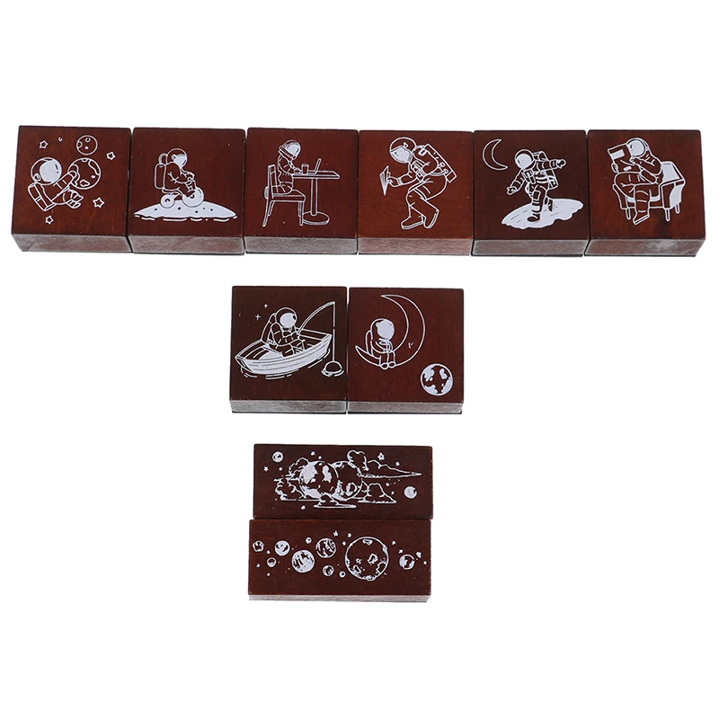 Деревянные и резиновые штампы астронавта серии Moon Planet для скрапбукинга ручная