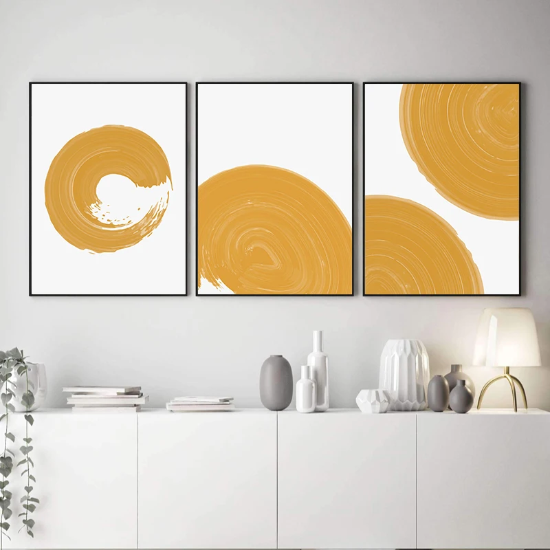 Абстрактная Картина на холсте оранжевый круг йога дзен плакат для медитации и