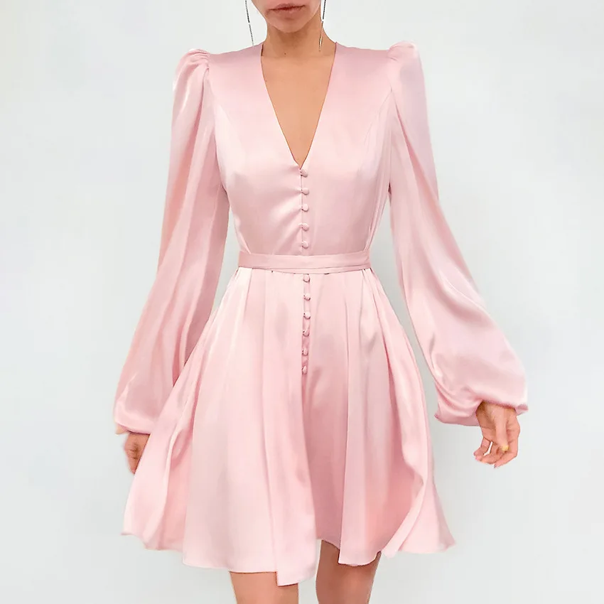 

Women Summer Dress Casual 2020 Mini Dress Party Sexy V-Neck High Waist Female Dresses