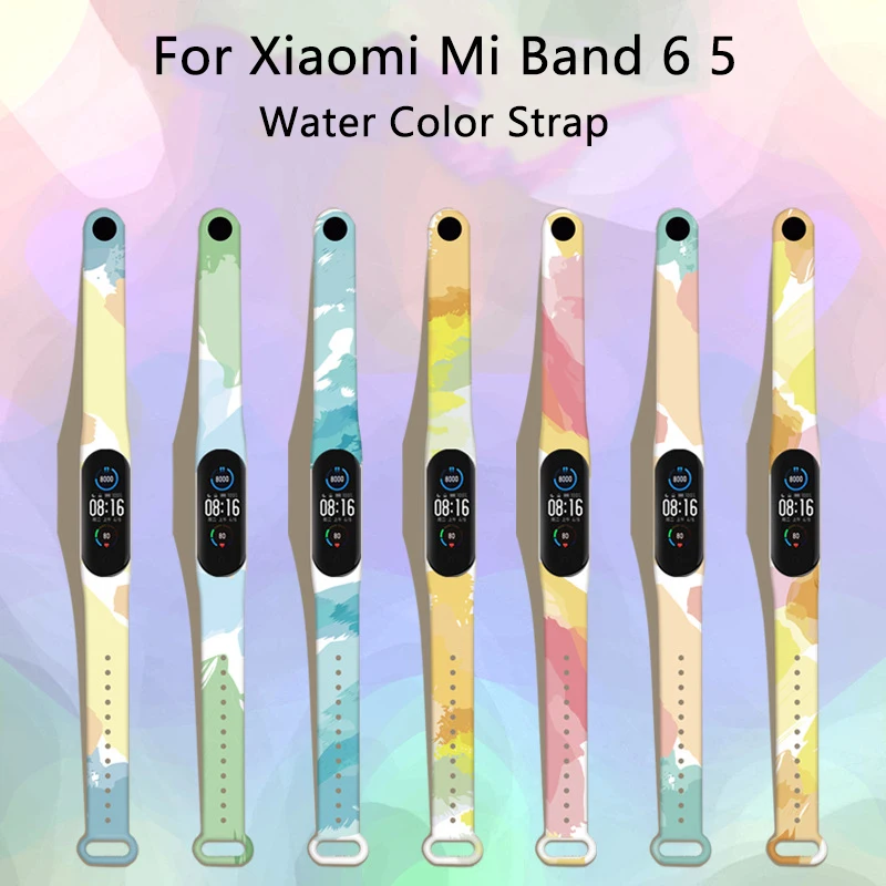 

New Water Color Strap For Xiaomi Mi Band 6 5 Morandi Colors Soft Silicone Strap Replacement Bracelet Wristband Accessories