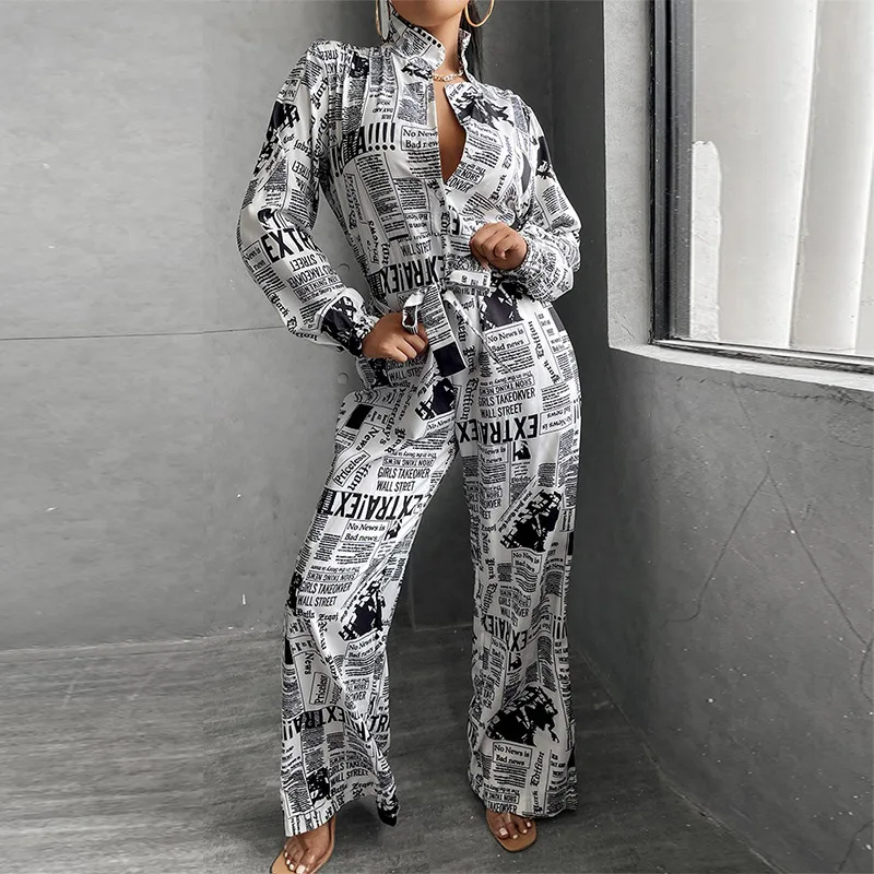 

Модель сезона осень 2022 года, женские повседневные свободные брюки с длинным рукавом и широкими штанинами, Комплект Свободной дышащей одежд...